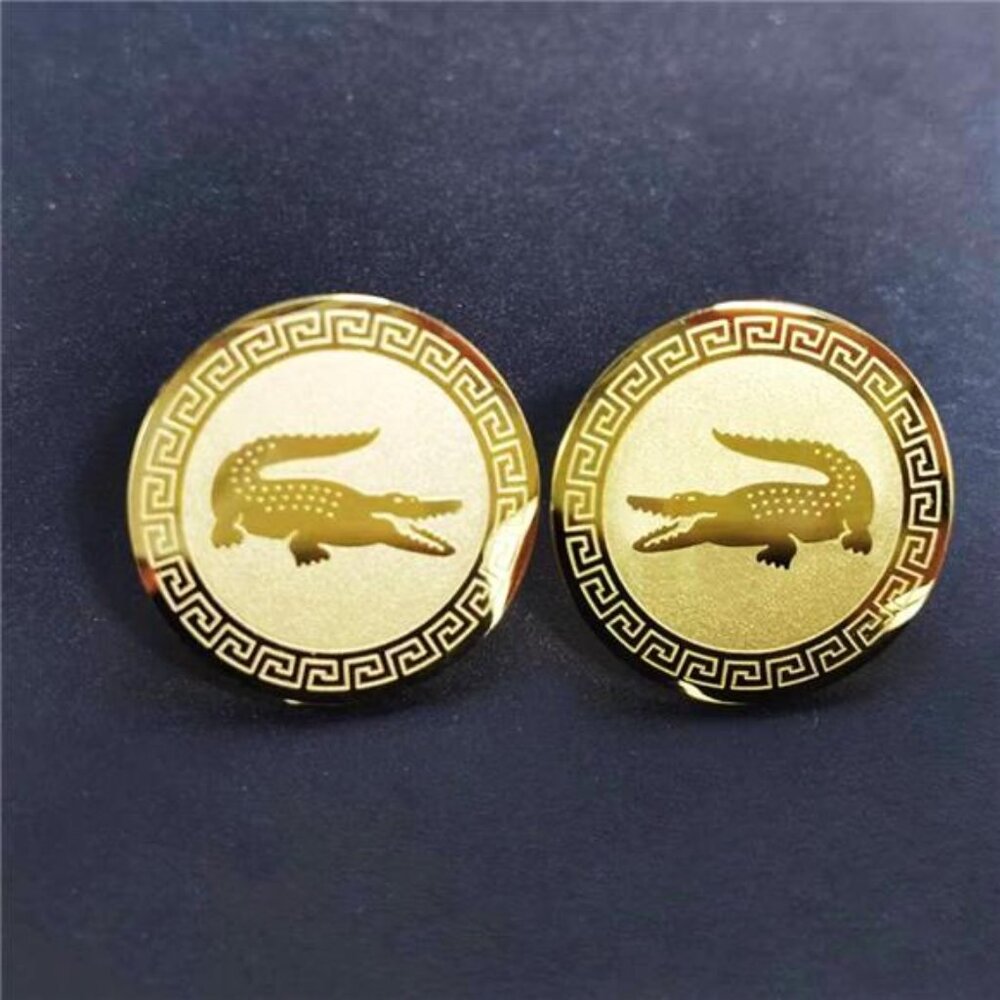 Lacoste Alligator Gold - Plated Metal Stud Earrings, Pair, For Men or Women Croc